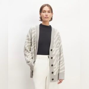 Everlane The Alpaca Tiger Jacquard Cardigan, XS - Excellent
